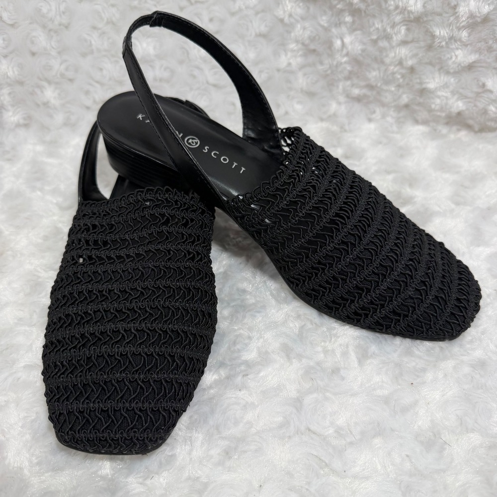 Karen Scott Carolton Black Woven Slingback Block Heel Sandals Womens 8.5 M - Picture 2 of 6
